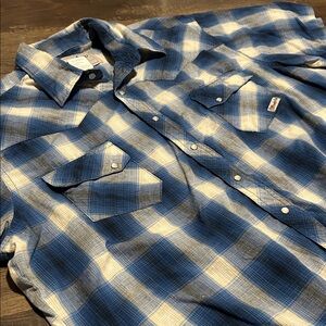 Wrangler Blue and White Plaid Shirt